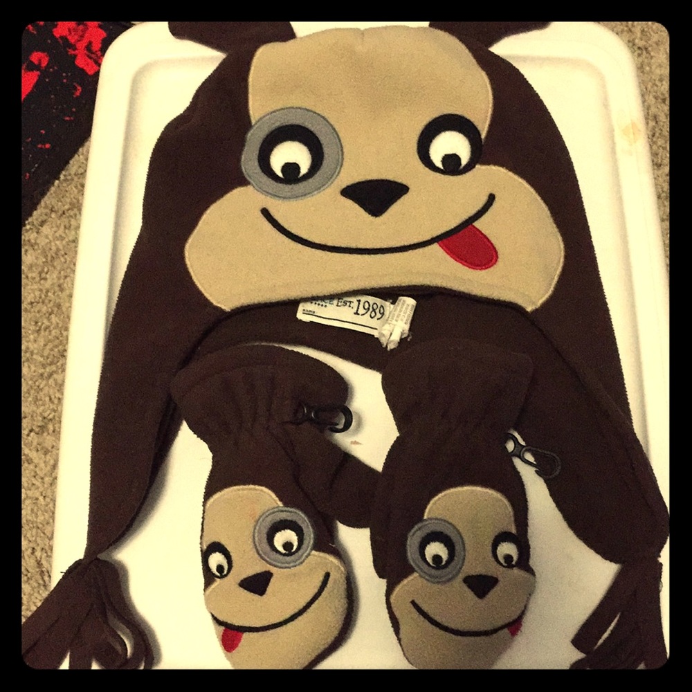 Boys Dog hat and glove set